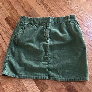 J. Crew Corduroy 4-Pocket Green Skirt, Size 8